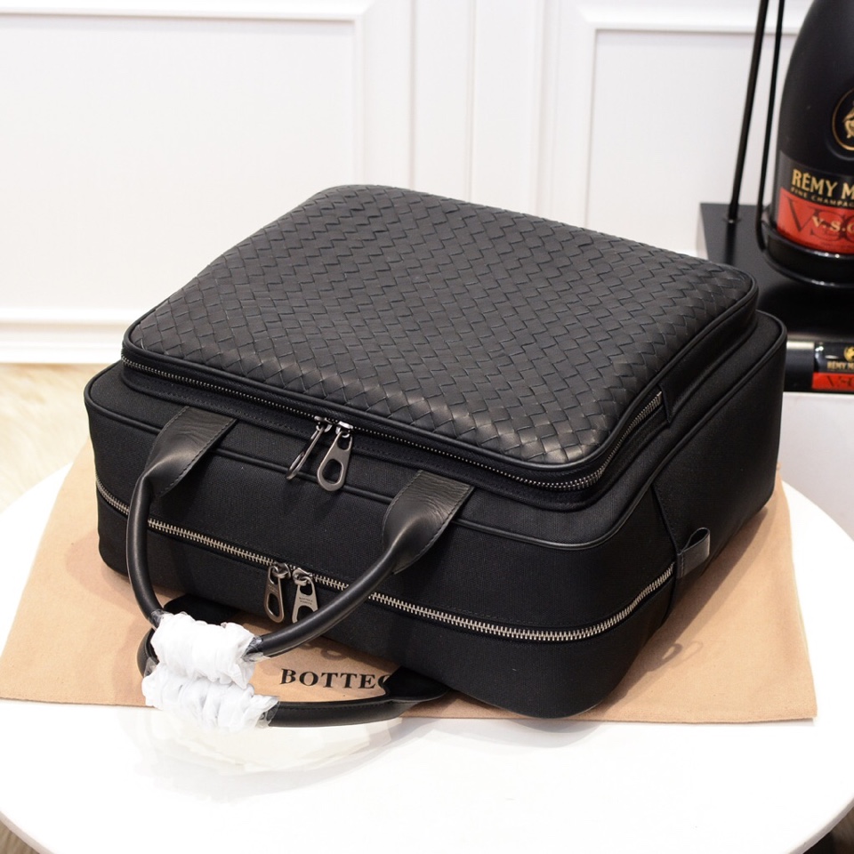 [TOP] Bottega Veneta BV Men's Handmade Cowhide Woven Briefcase 35*31*12cm - Black