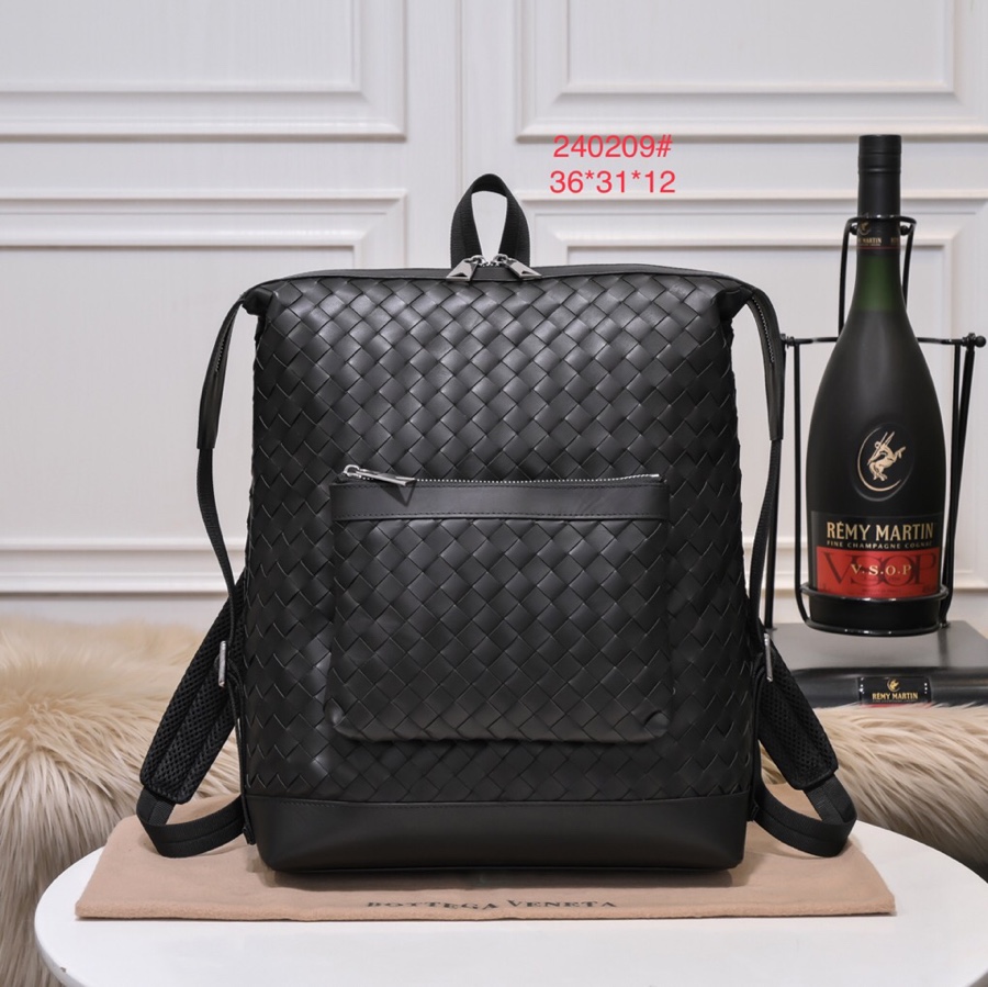 [TOP] Bottega Veneta BV Men's Handwoven Cowhide Backpack 36*31*12cm - Black