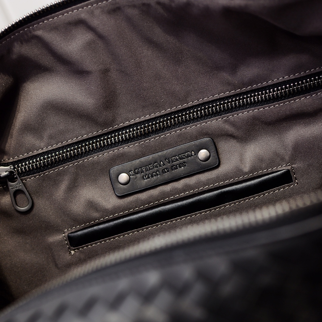 [TOP] Bottega Veneta BV Men's Handmade Woven Travel Bags Made Of Cowhide 41*30*16cm - Black