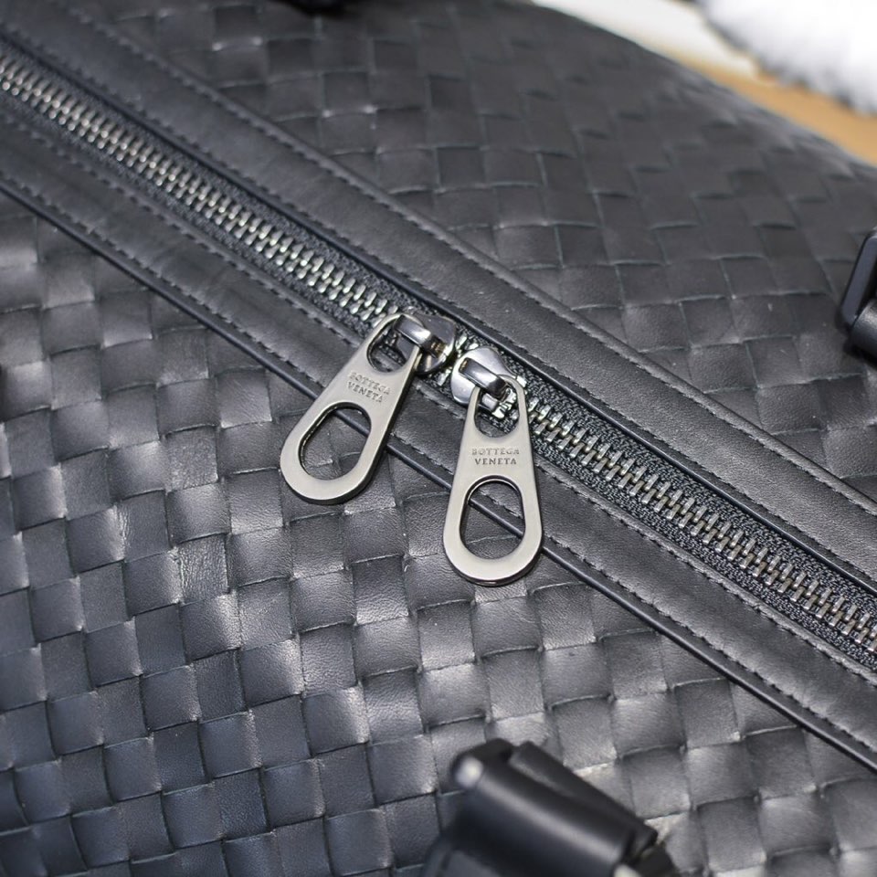 [TOP] Bottega Veneta BV Men's Handmade Woven Travel Bags Made Of Cowhide 49*30*25cm - Black