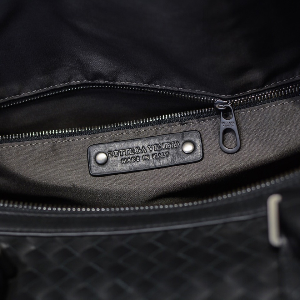 [TOP] Bottega Veneta BV Men's Handmade Woven Travel Bags Made Of Cowhide 49*30*25cm - Black