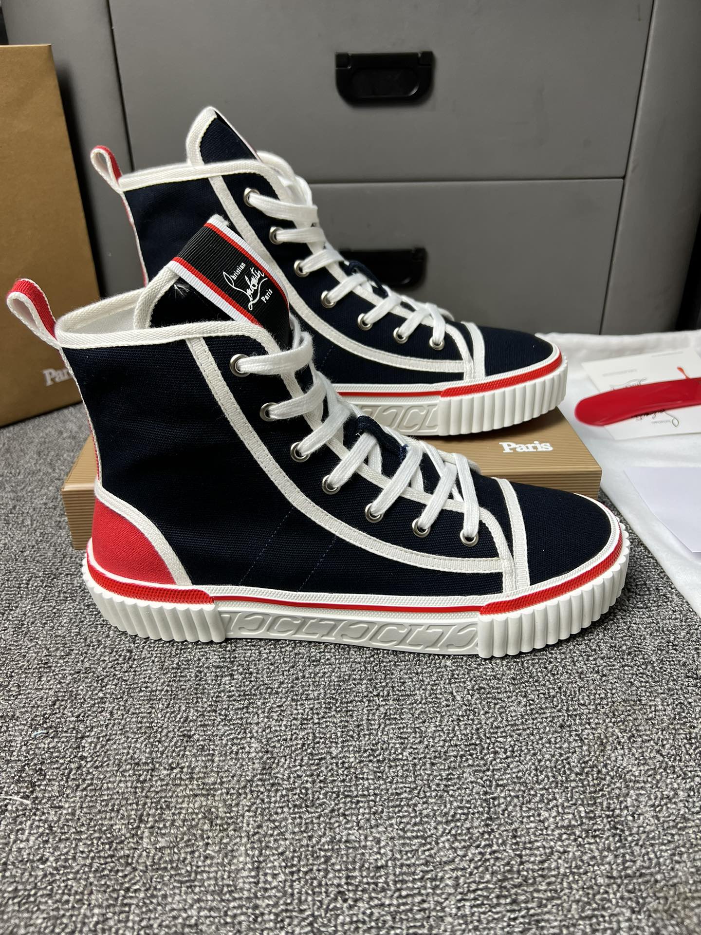 [TOP] Christian Louboutin High Top Canvas Casual Shoes - 3 Colour