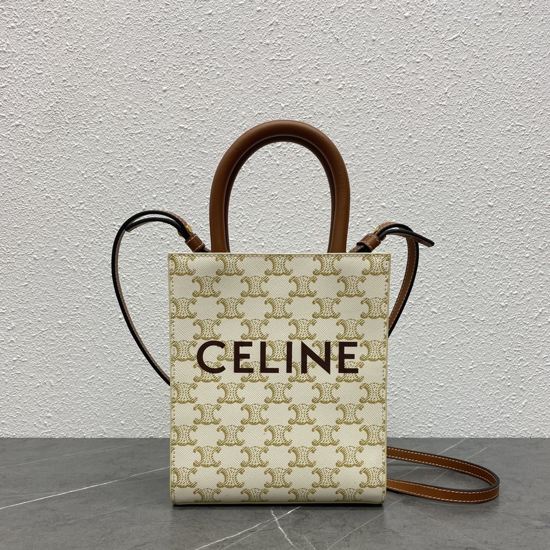 [TOP] CELINE Triomphe Mini Tote 17-20-6cm - Beige