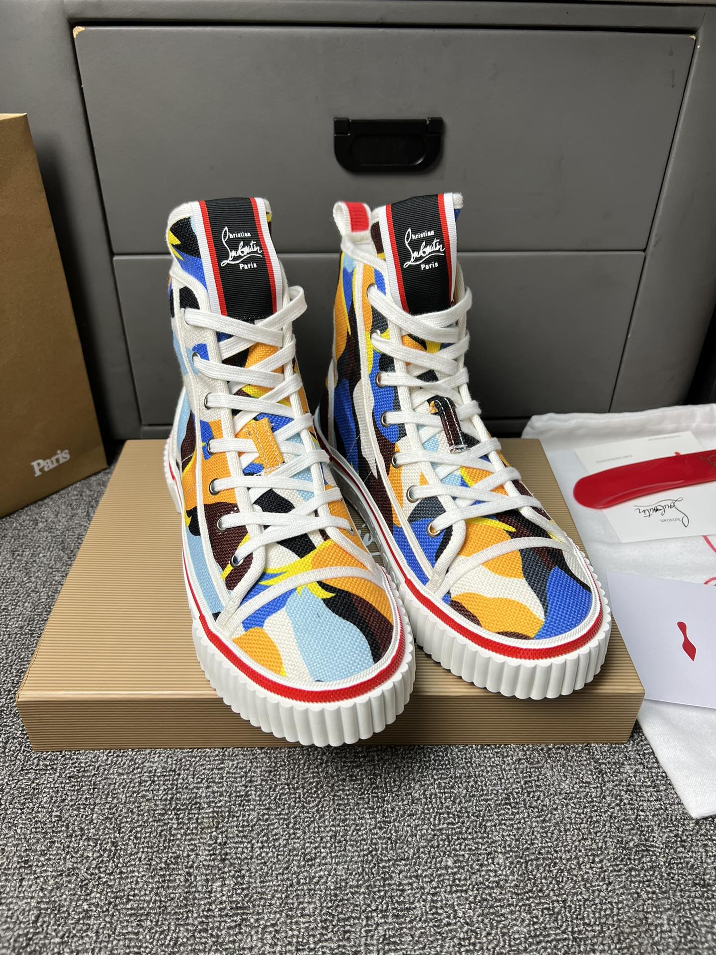 [TOP] Christian Louboutin High Top Canvas Casual Shoes - 3 Colour
