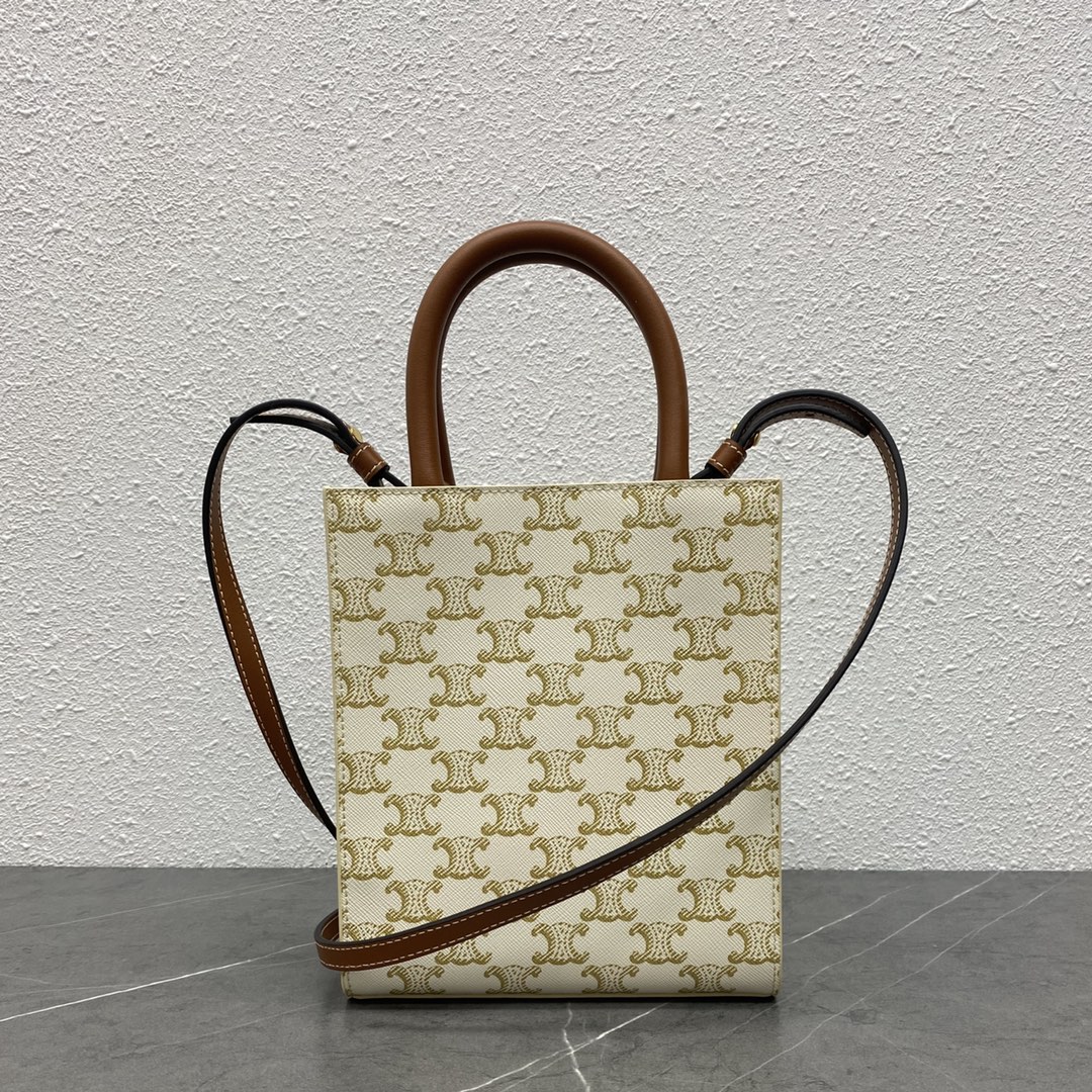 [TOP] CELINE Triomphe Mini Tote 17-20-6cm - Beige