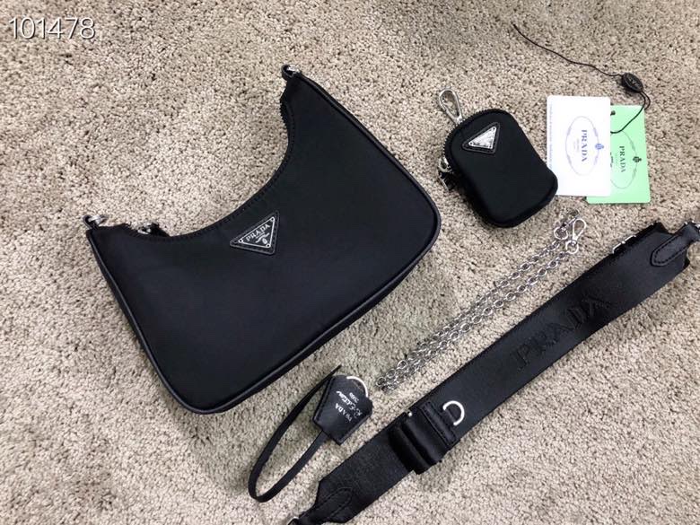 [TOP] PRADA Nylon Fabric Material Hobo Bags 21cm - 2 Colors