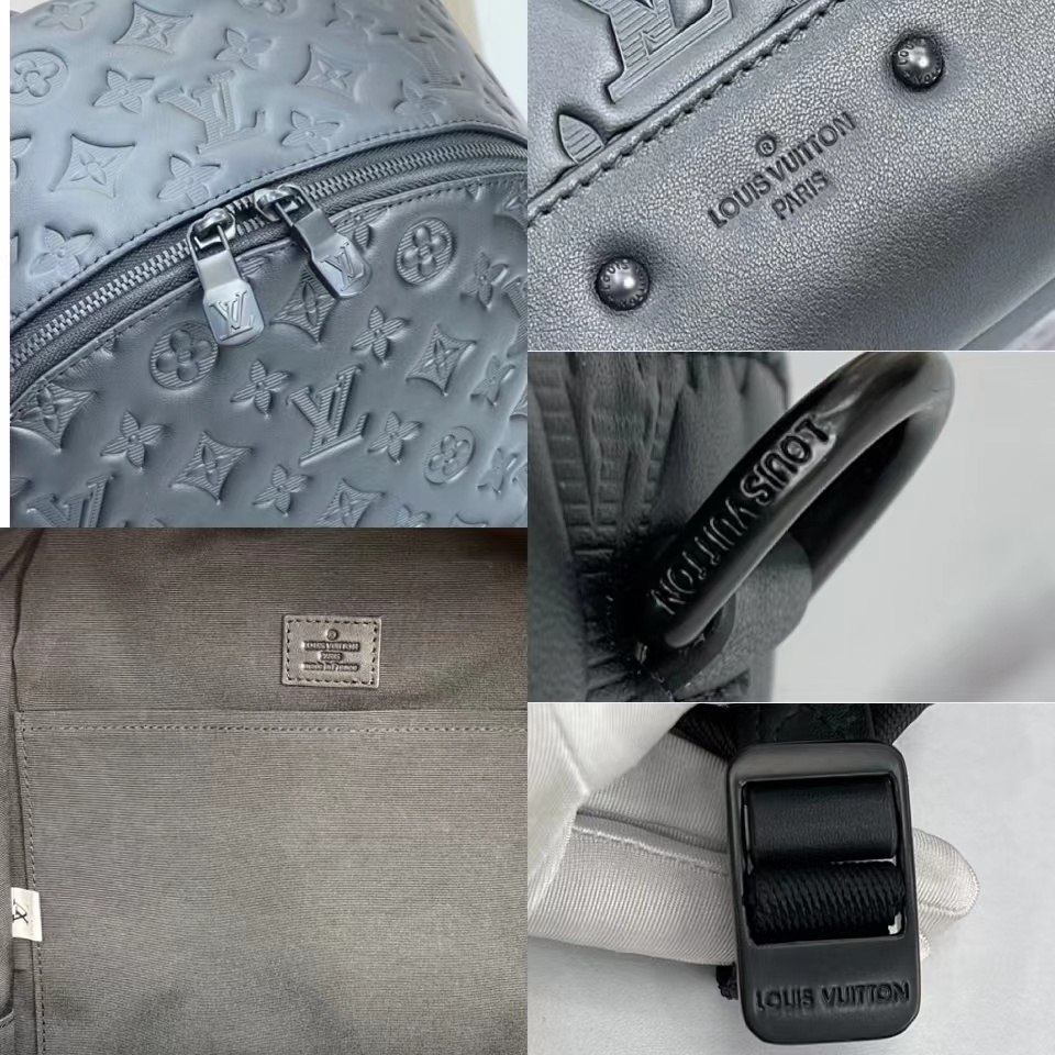 [TOP] Louis Vuitton LV Cowhide Embossed Backpack - 29x38x18CM - Black