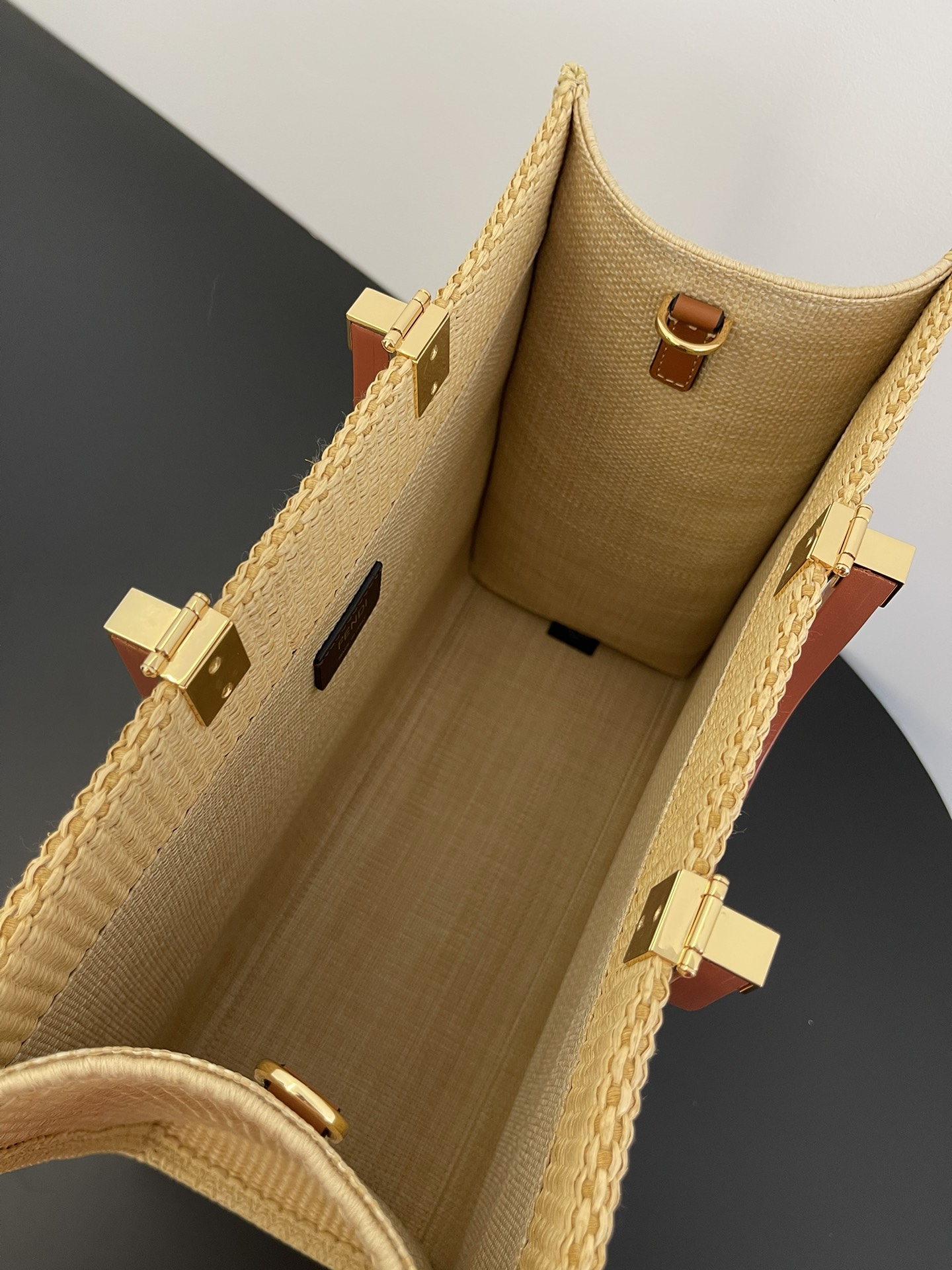 [TOP] FENDI Braid Sunshine Tote Bags 31x17x35cm - Caramel