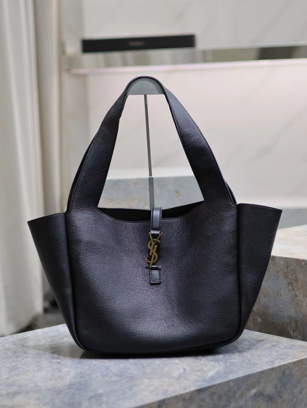 [TOP] Yves Saint Laurent YSL Leather Hobo Tote Bag 50×28×18cm - 2 Color&GHW