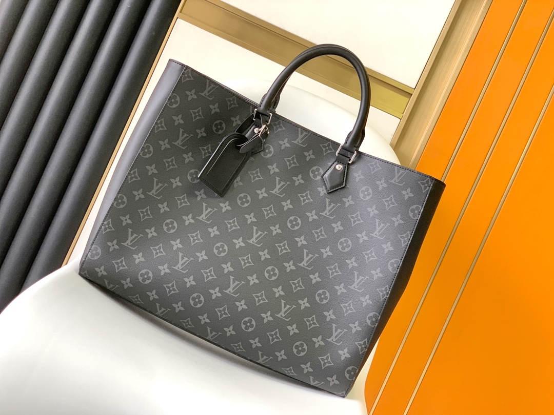 [TOP] Louis Vuitton LV Sac Plat Monogram Eclipse Tote Bag - 34x42x14cm