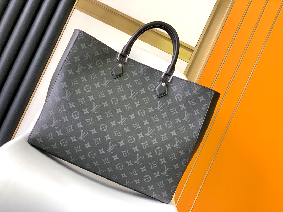 [TOP] Louis Vuitton LV Sac Plat Monogram Eclipse Tote Bag - 34x42x14cm