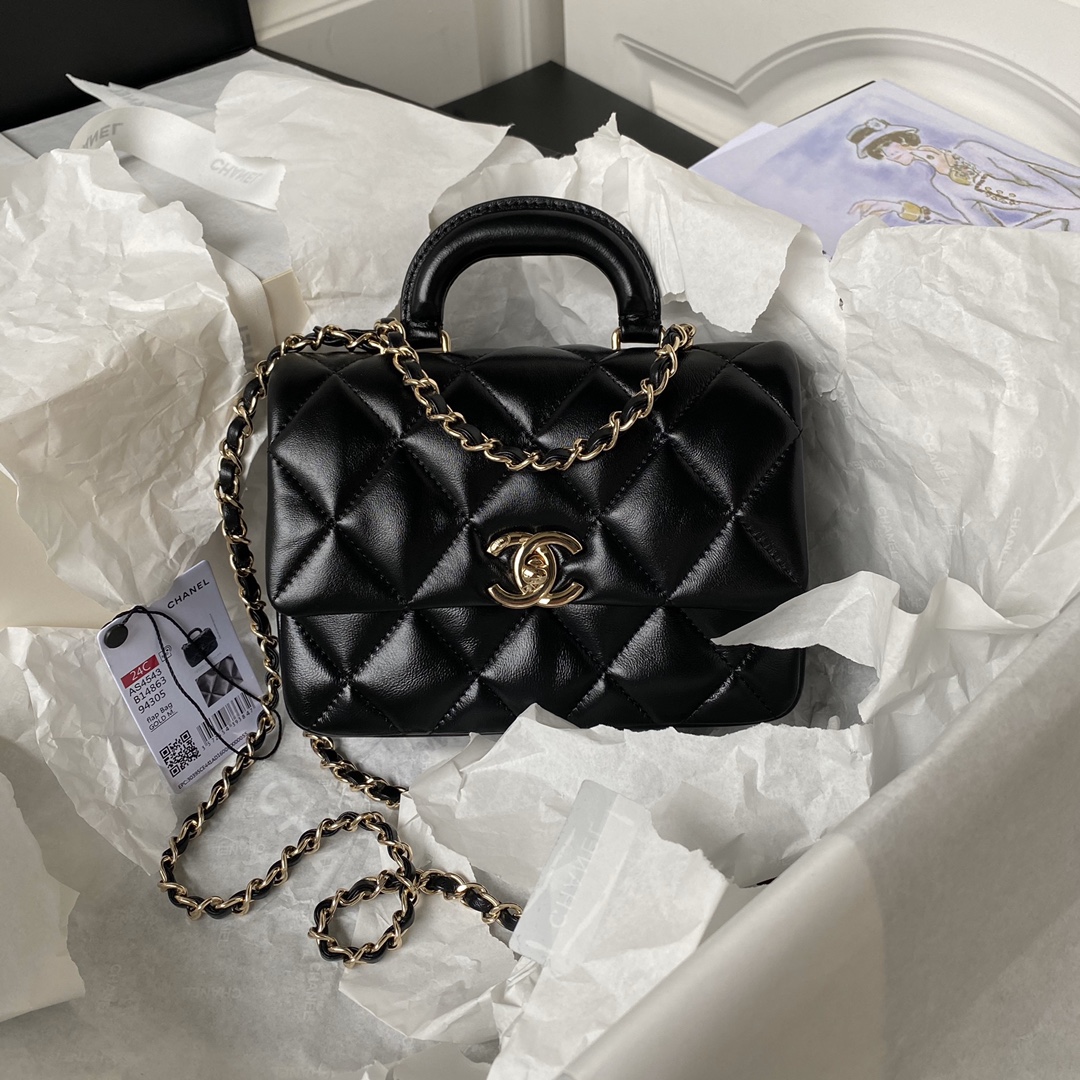 [TOP] CHANEL Oil Wax Handle Cover Bags 14×20×7am/18×25×8cm - 3 Colour&GHW