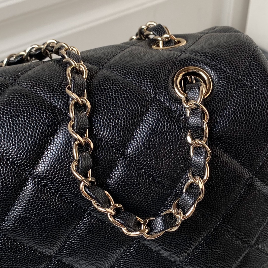 [TOP] CHANEL Oversized Calfskin Flab Bag 27×38×12cm - Black&GHW