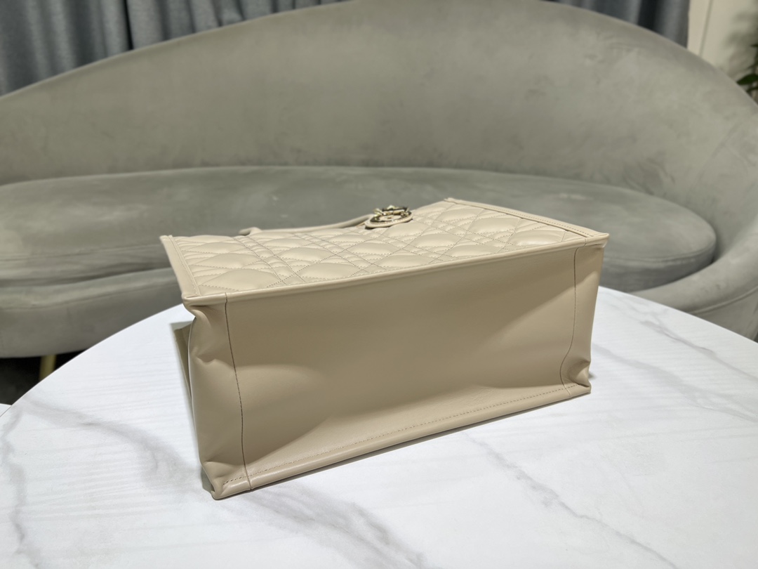 [TOP] Christian Dior Calfskin Leather Book Tote Bags 36.5x28x17.5cm - Apricot - 711 Luxury