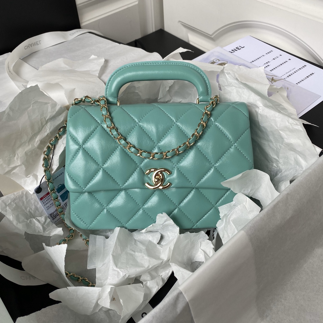 [TOP] CHANEL Oil Wax Handle Cover Bags 14×20×7am/18×25×8cm - 3 Colour&GHW