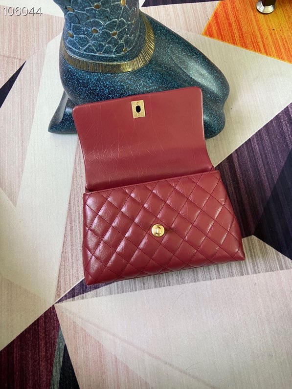 [TOP] CHANEL Oil Wax Leather With Oil Wax Leather Handle CoCo Handle Bags 14x24x10cm - Red/Blue&GHW