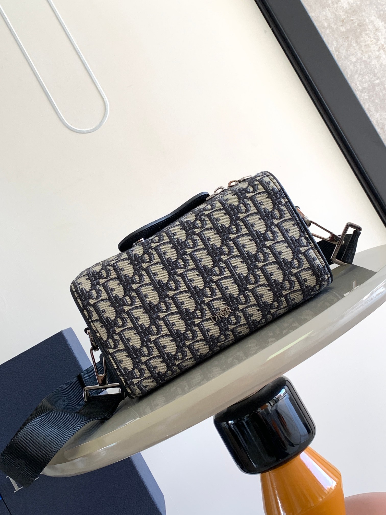 [TOP] Christian Dior Men's Grained Calfskin Leather Bags 22x10.5x12.5cm - Black