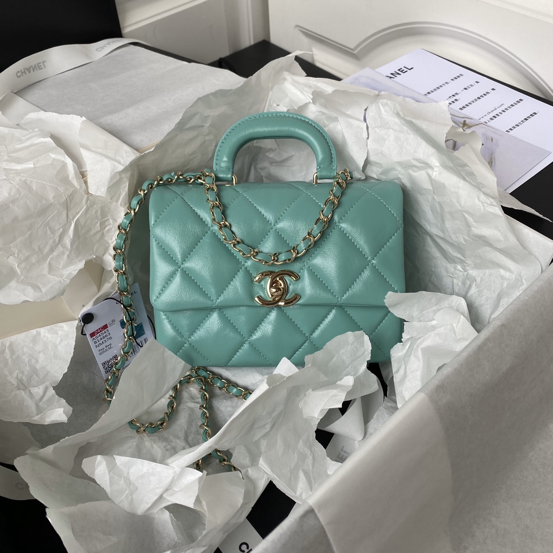 [TOP] CHANEL Oil Wax Handle Cover Bags 14×20×7am/18×25×8cm - 3 Colour&GHW