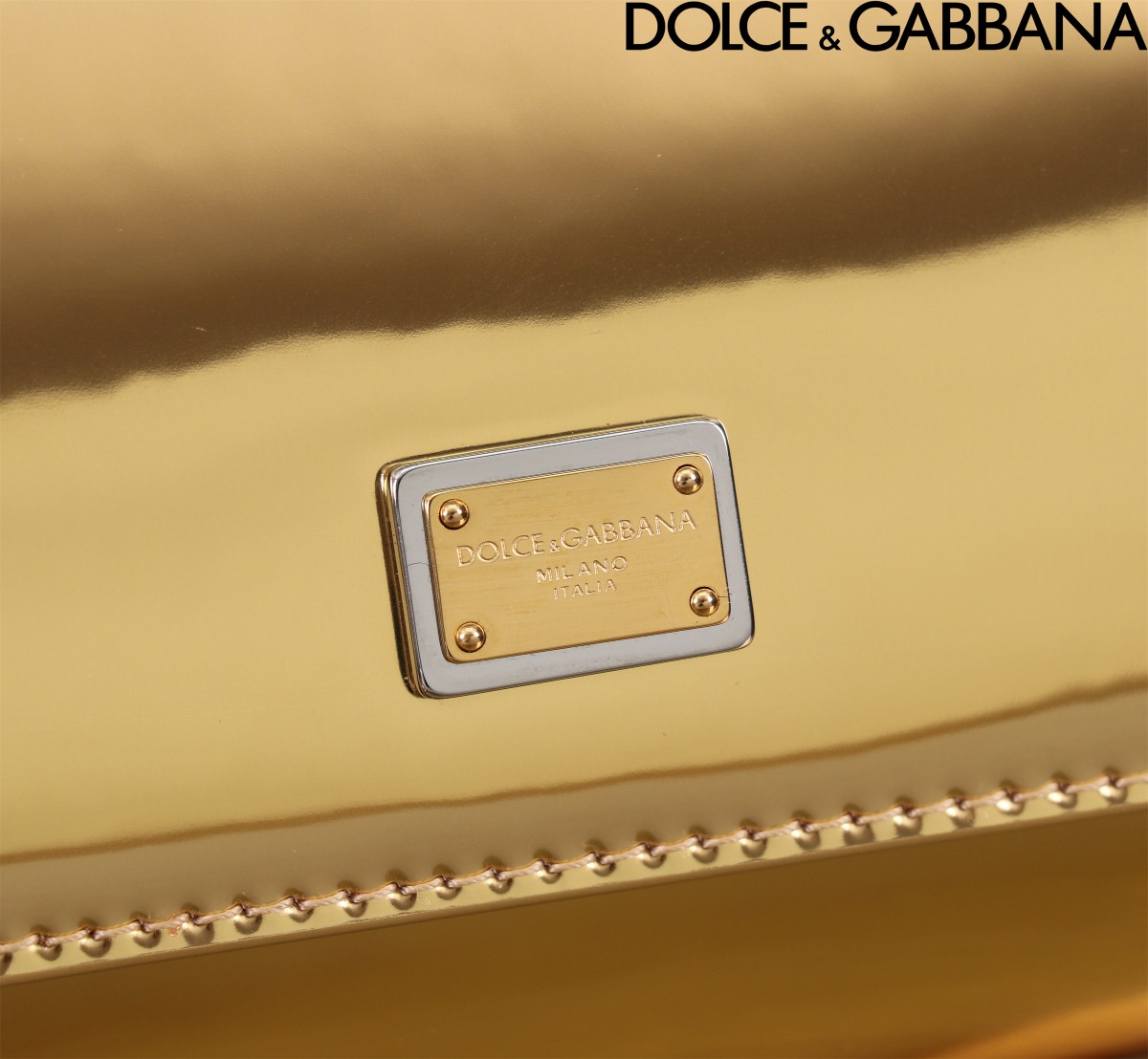 [TOP] Dolce & Gabbana D&G Polished Calfskin Sicily Bag Small 19x13x6/20x16x8cm - Gold / Silver