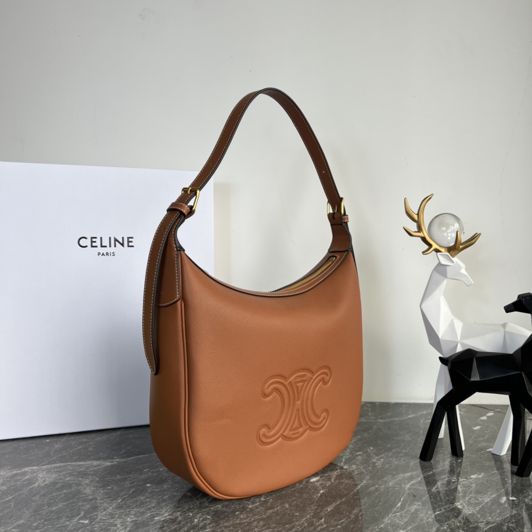 [TOP] CELINE Heloise Leather Handbag 30X28.5X8cm - Brown