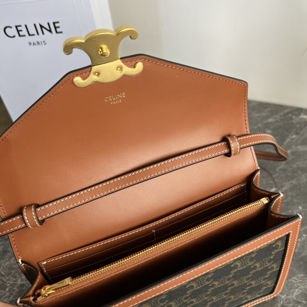 [TOP] CELINE Large Woc Bag 22×6×15CM - Brown&GHW