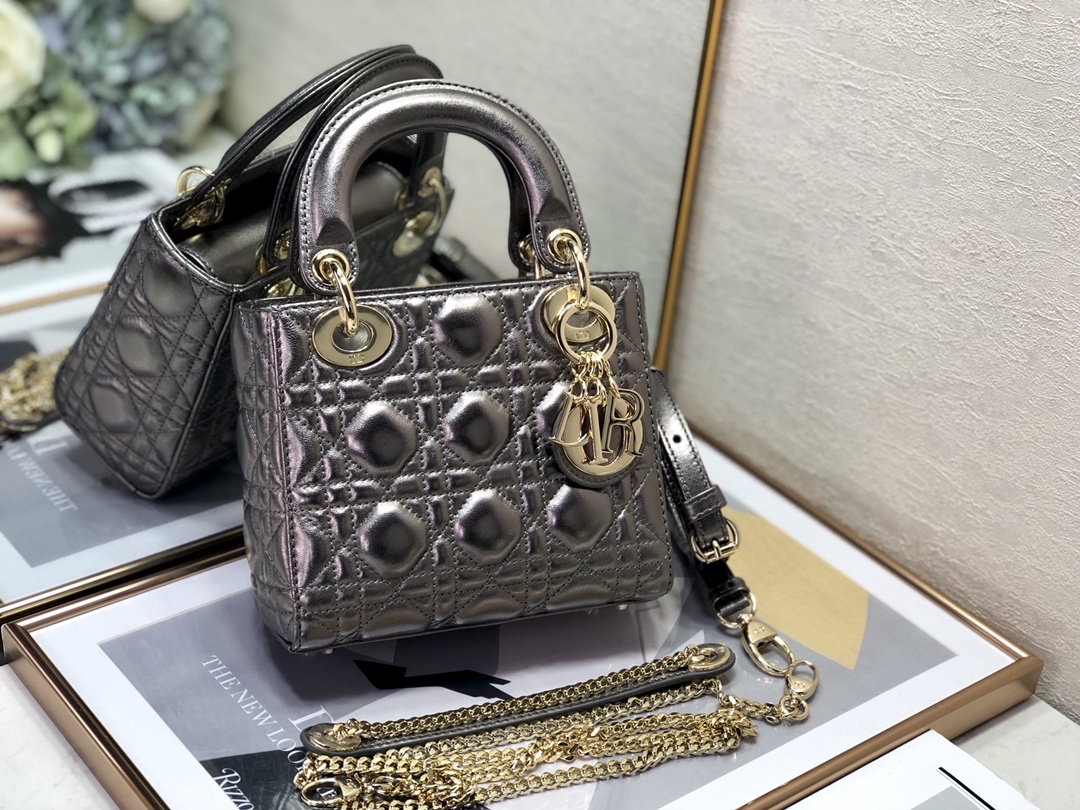 [TOP] Christian Dior Lady Christian Dior Bag Mini 17cm - Antique Silver&GHW