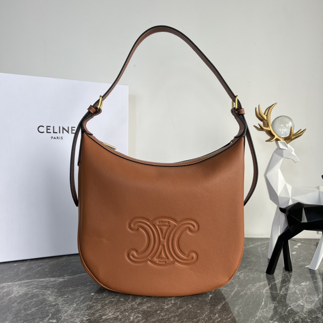 [TOP] CELINE Heloise Leather Handbag 30X28.5X8cm - Brown