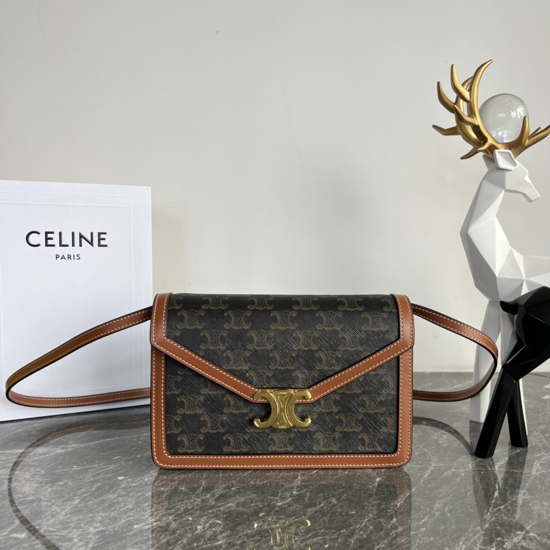 [TOP] CELINE Large Woc Bag 22×6×15CM - Brown&GHW