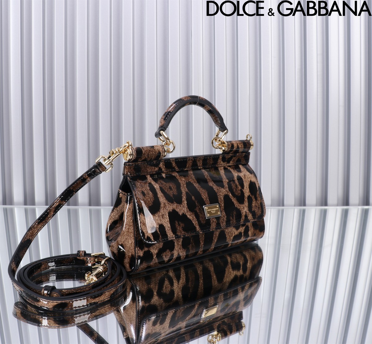 [TOP] Dolce & Gabbana D&G Polished Calfskin Sicily Bag 18cm/20cm/25cm/29cm - Leopard Print - 4 Sizes