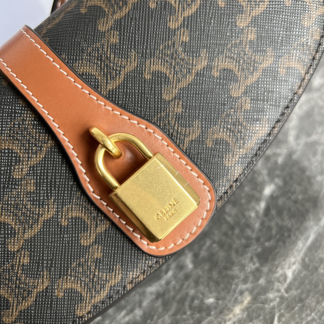 [TOP] CELINE Calfskin Crossbody Bag 18X8X5cm - Brown&GHW