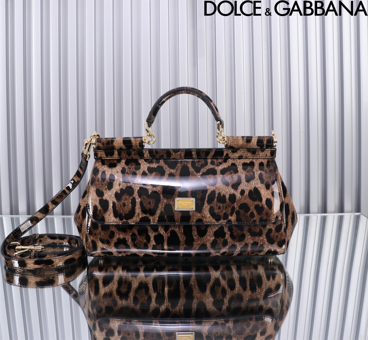 [TOP] Dolce & Gabbana D&G Polished Calfskin Sicily Bag 18cm/20cm/25cm/29cm - Leopard Print - 4 Sizes