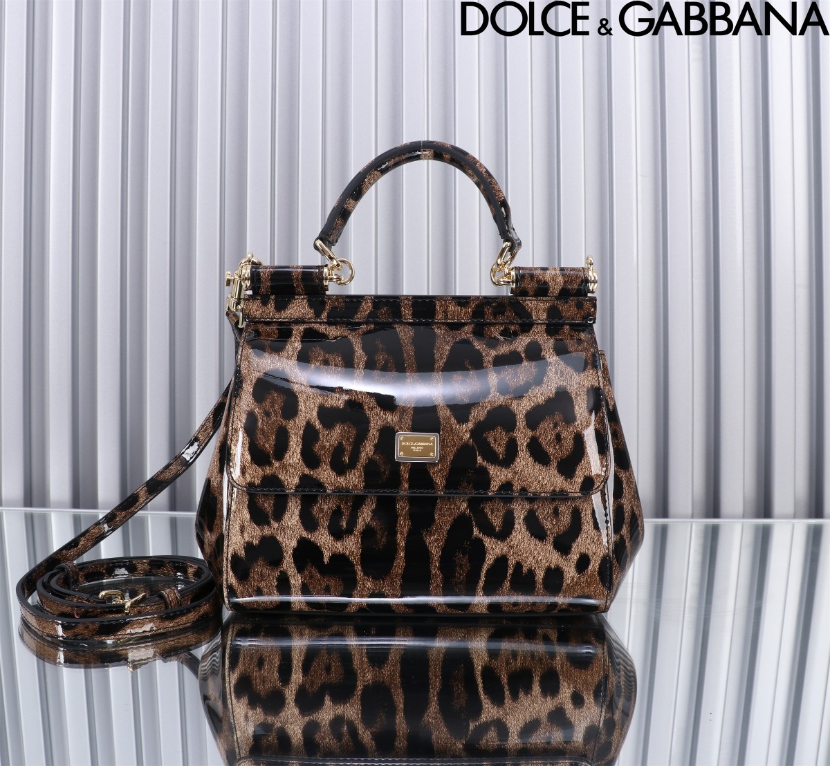 [TOP] Dolce & Gabbana D&G Polished Calfskin Sicily Bag 18cm/20cm/25cm/29cm - Leopard Print - 4 Sizes