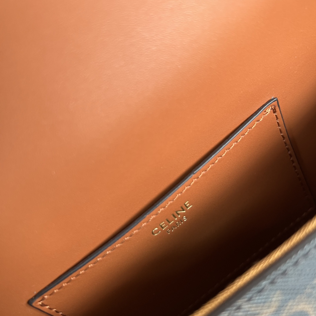[TOP] CELINE Calfskin Crossbody Bag 18X8X5cm - Brown&GHW