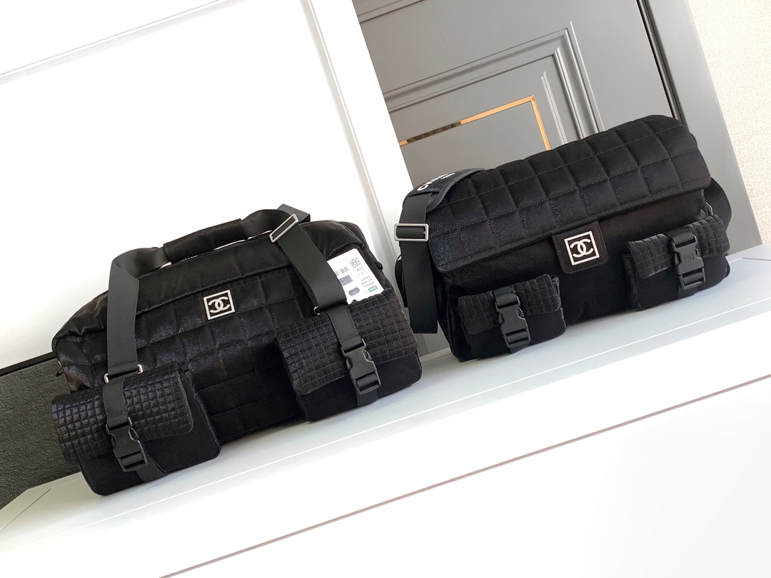 [TOP] CHANEL Silk Satin Material Handbags - Black