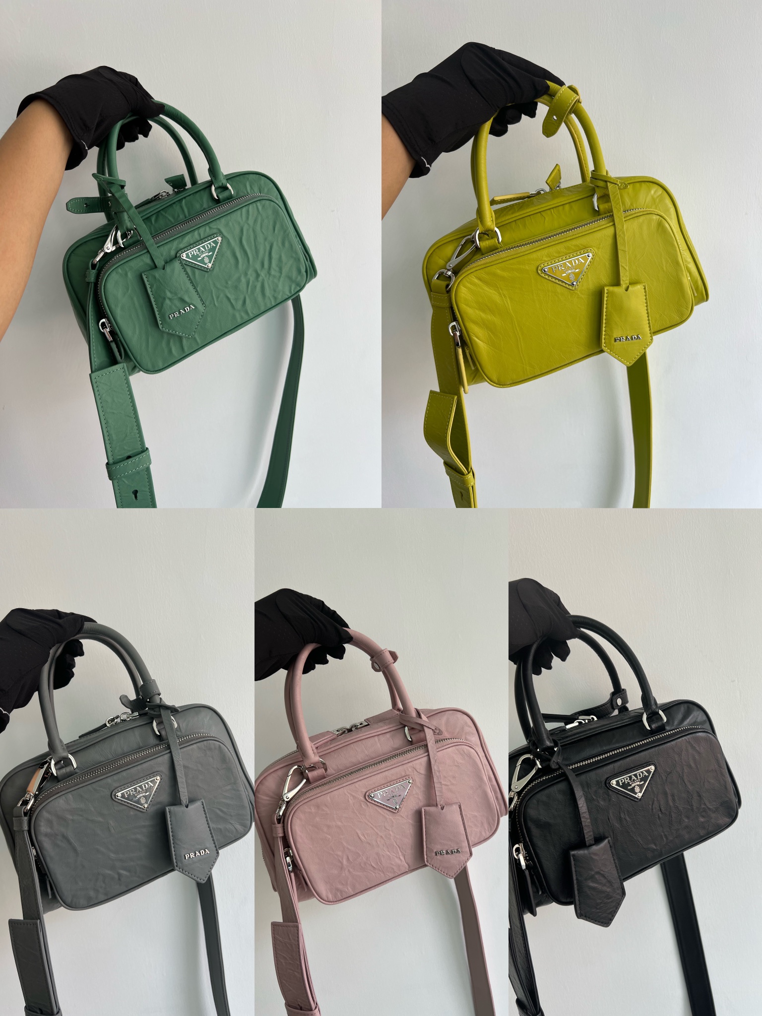 [TOP] PRADA Retro Lambskin Pleated Handbags 24*12.5*7cm - 5 Colors