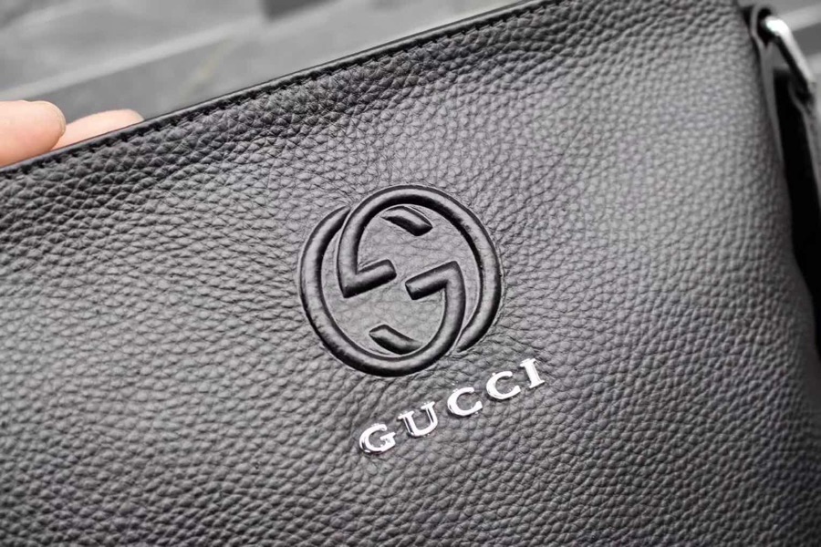 [TOP] GUCCI Men's Top-Level Leather Bag 25x27x6cm - Black