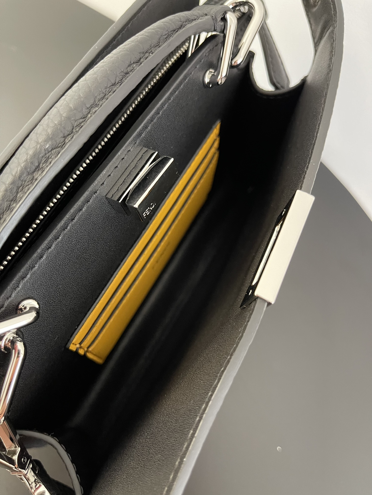 [TOP] FENDI Men's Mini Peekaboo Bag - Black&SHW