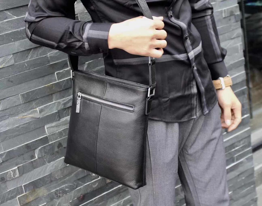 [TOP] GUCCI Men's Top-Level Leather Bag 25x27x6cm - Black