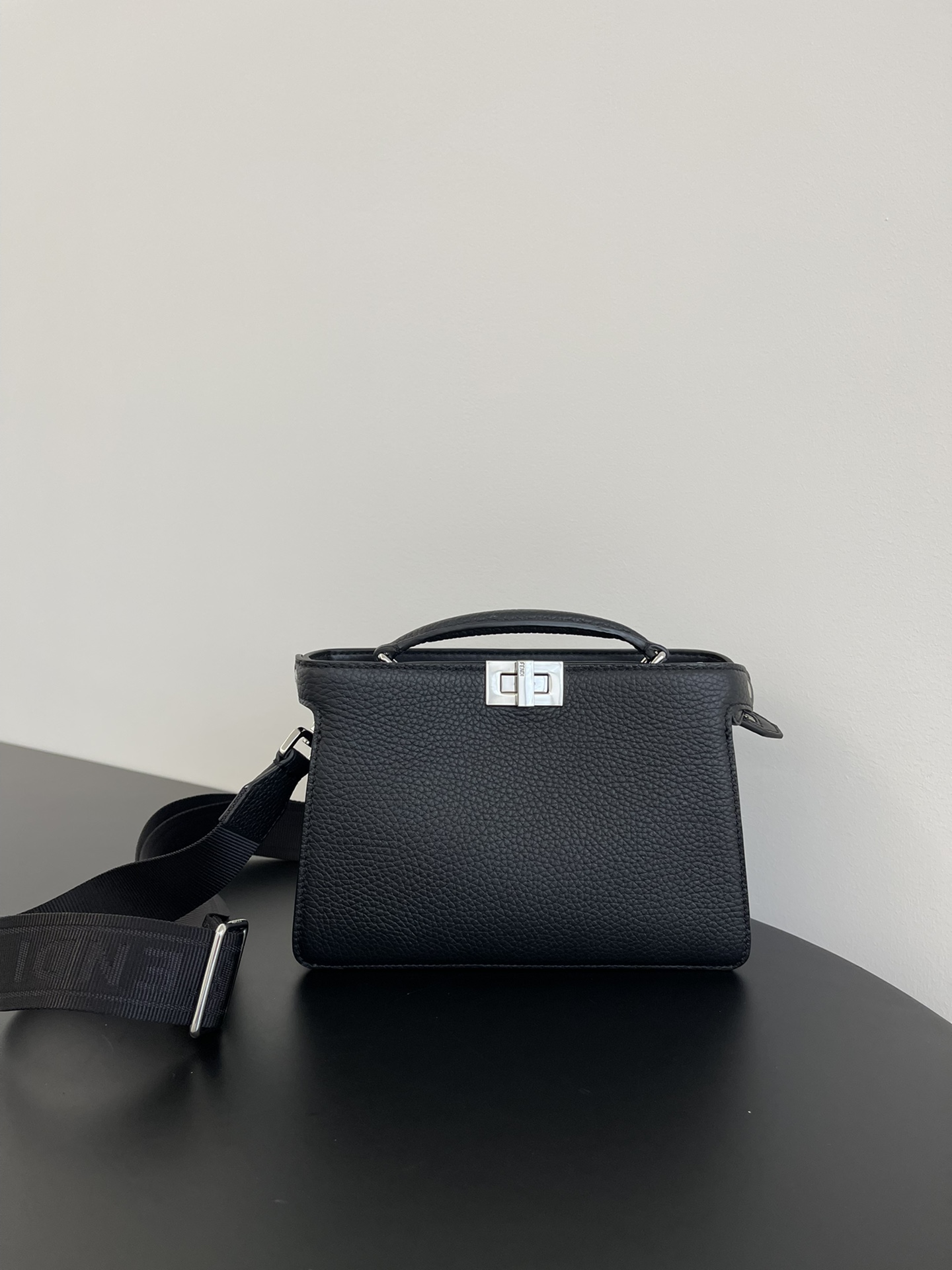 [TOP] FENDI Men's Mini Peekaboo Bag - Black&SHW