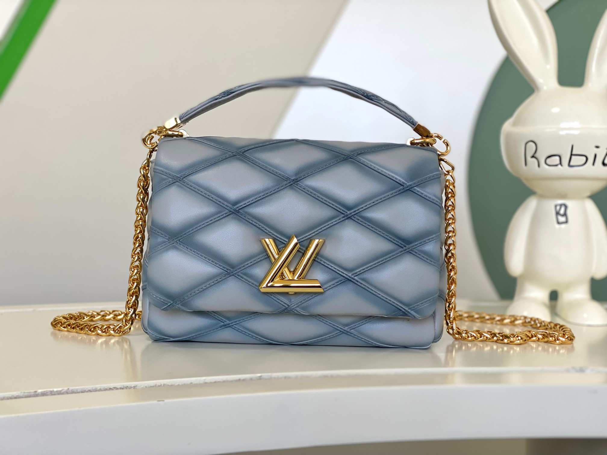 [TOP] Louis Vuitton LV Sheep Leather Twist MM Bag - 23x16x10CM - Blue