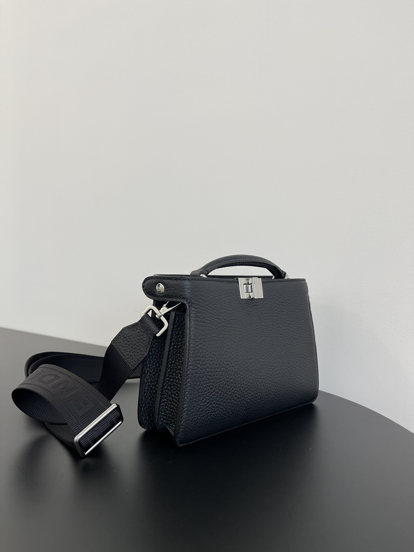 [TOP] FENDI Men's Mini Peekaboo Bag - Black&SHW