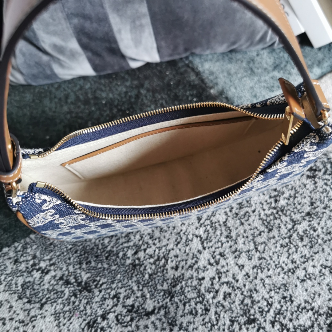 [TOP] CELINE Full Denim Printed Fabric Bag 23x13.5x6cm - Denim Blue