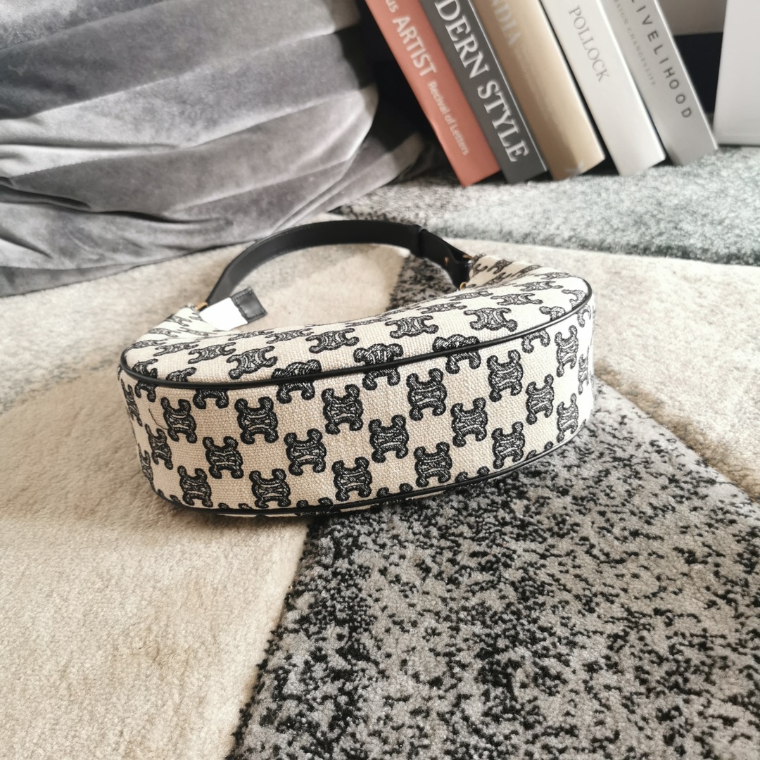 [TOP] CELINE 61% Embroidered Canvas, 39% Calfskin AVA Bags 23x13.5x6cm - Black