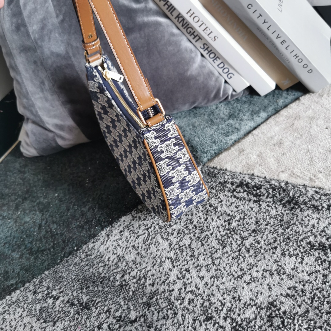 [TOP] CELINE Full Denim Printed Fabric Bag 23x13.5x6cm - Denim Blue