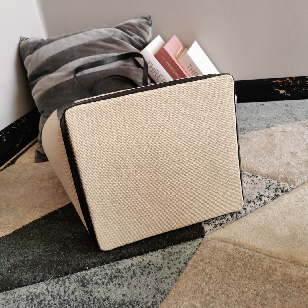 [TOP] CELINE Cotton And Linen Shopping Bag 27×31×25CM - Beige