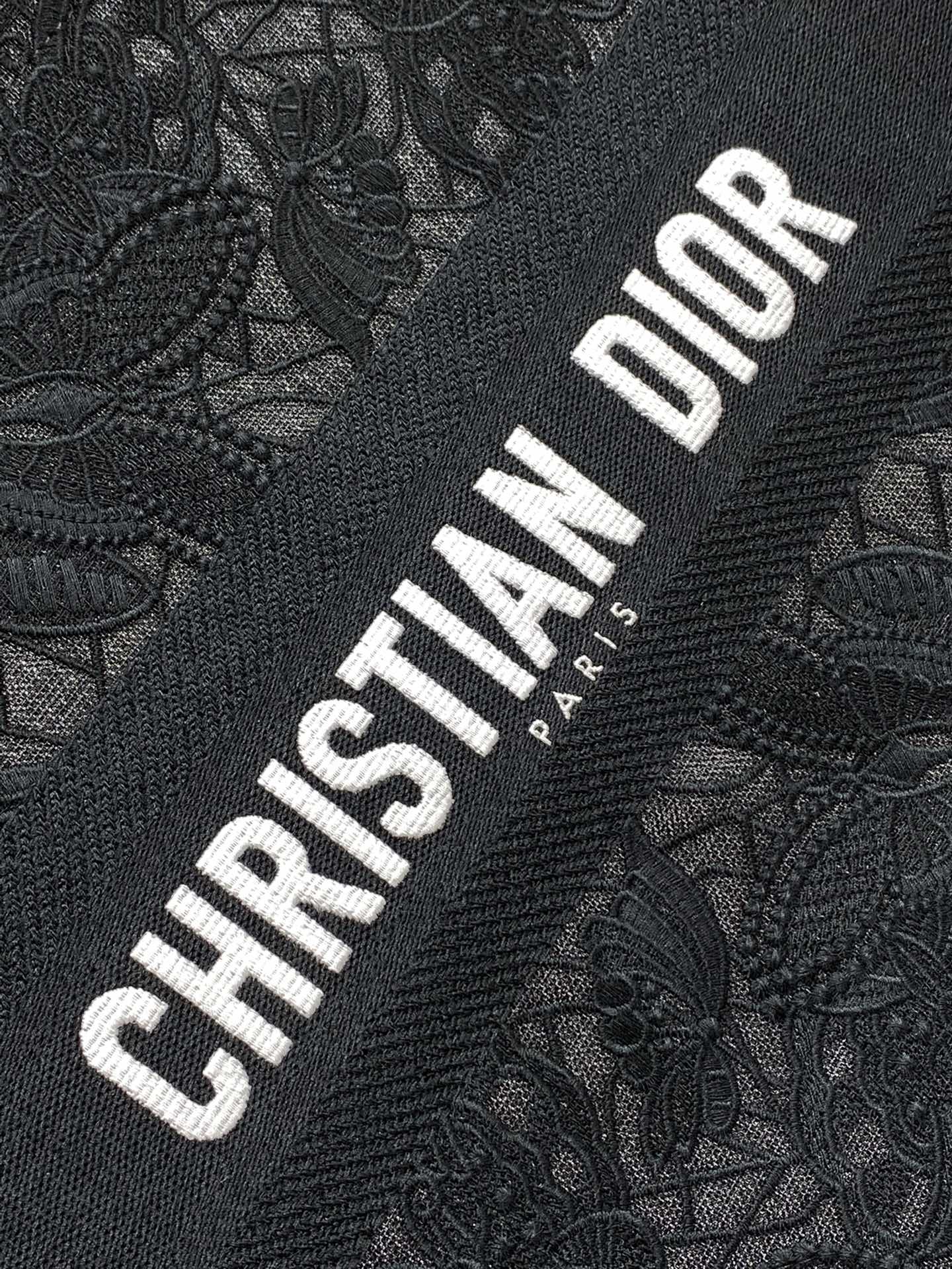 [TOP] Christian Dior Large Butterfly Embroidered Lace Book Tote Bags 41*35*18cm - Black