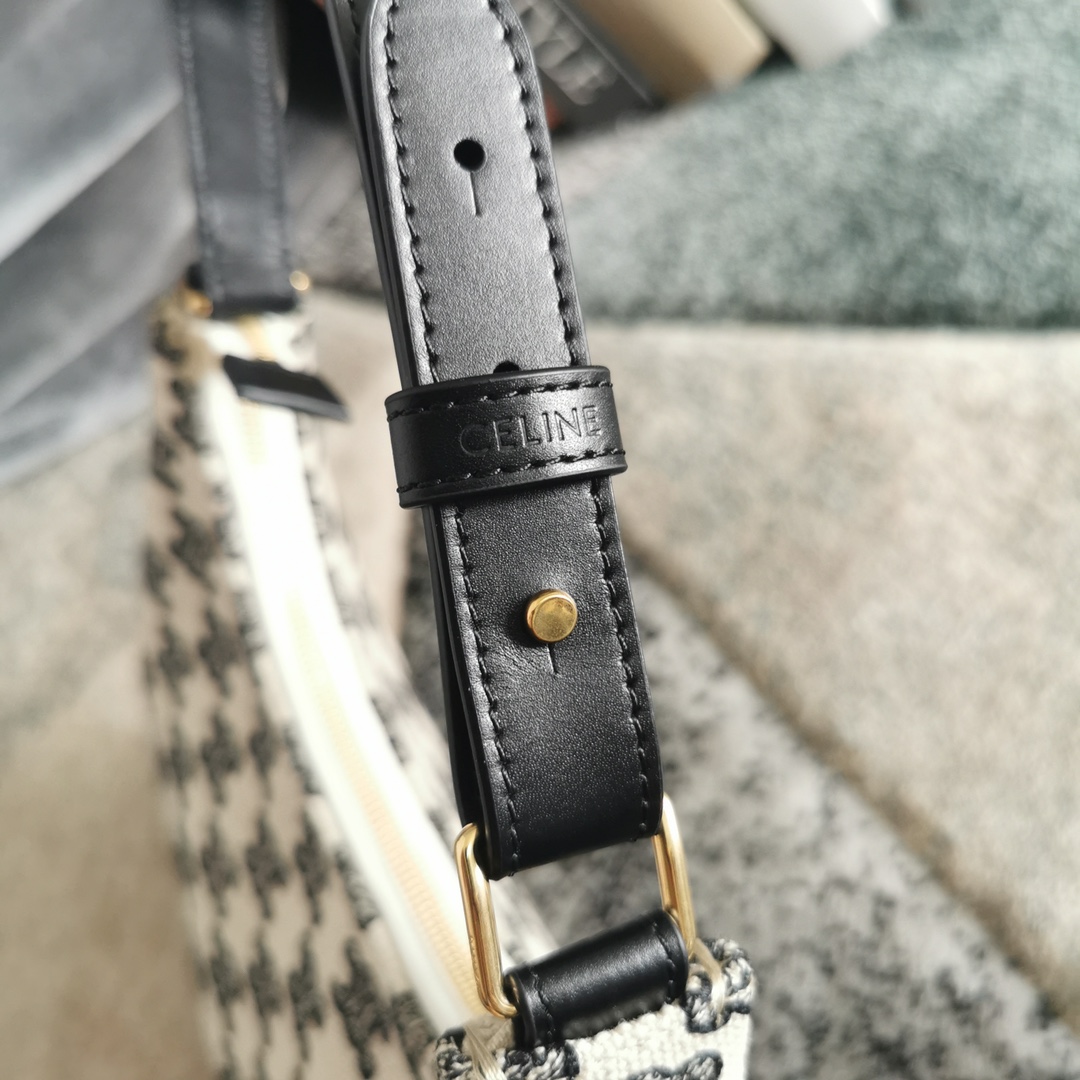 [TOP] CELINE 61% Embroidered Canvas, 39% Calfskin AVA Bags 23x13.5x6cm - Black