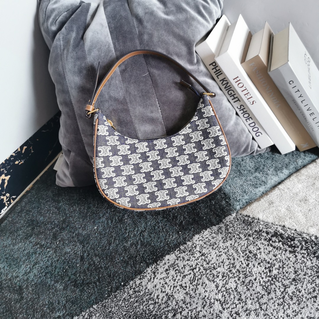 [TOP] CELINE Full Denim Printed Fabric Bag 23x13.5x6cm - Denim Blue