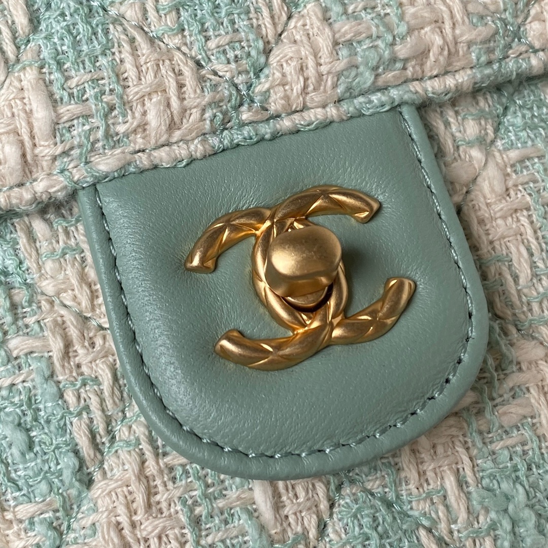[TOP] CHANEL 23S Handle Makeup Bag 12.5*15*8cm - Mint Green&GHW
