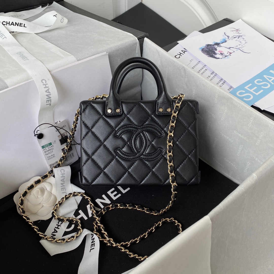 [TOP] CHANEL Retro Makeup Box Bags 9.5*13x5.5cm - Black